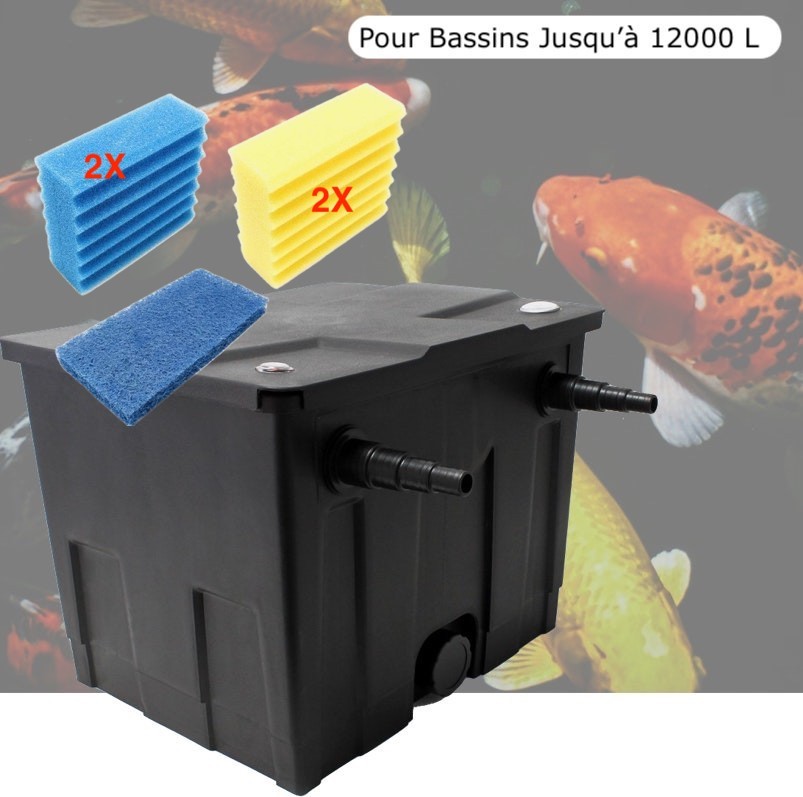 Filtre Pour Bassins De Jardin + Jeu de mousses Jusqu'à 12000 Litres Sans Poissons