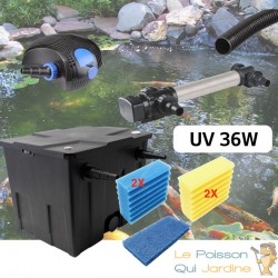 Kit De Filtration, Avec UV 36W INOX , Pour Bassin De Jardin : 5 à 10 m³ + Jeu de mousses