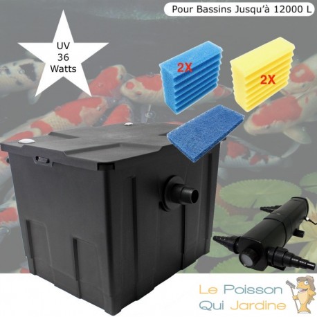 Filtre + UV 36W, Bassin De Jardin Jusqu'à 12000 Litres + Jeu de mousses