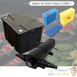 Filtre + UV 18W bassins de jardin et étangs jusqu'à 12000 litres + Jeu de mousses
