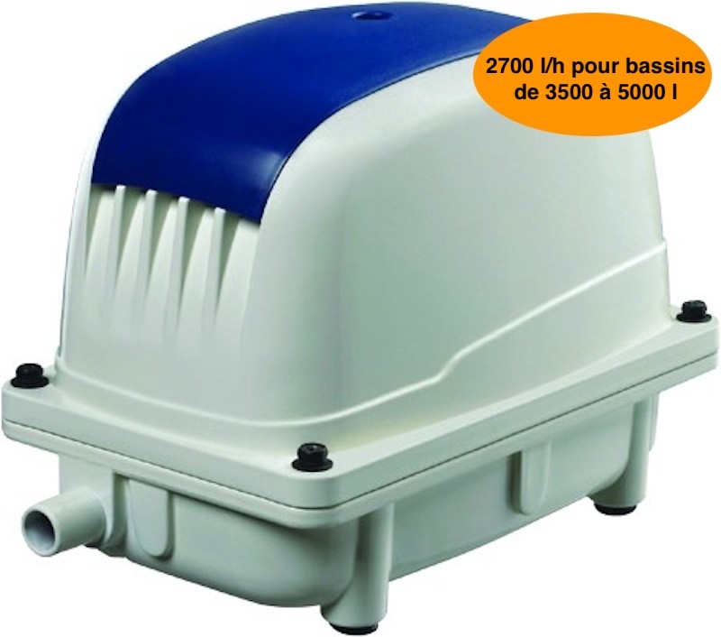 Aérateur Bassin Pompe à air 2700 l/h à Membranes pour bassins de jardin SILENCIEUX