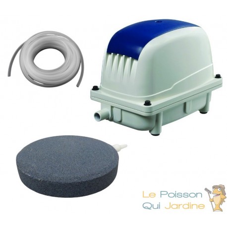 Set Aérateur Bassin Pompe à air 2700 l/h 1 diffuseur 15 cm de long SILENCIEUX. Pour 4000 litres environ