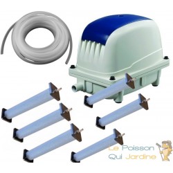 Set Aérateur Bassin Pompe à air 9000 l/h 6 diffuseurs PRO 13 cm de long SILENCIEUX. Pour 4000 litres environ