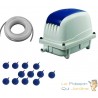 Set Aérateur Bassin Pompe à air 12000 l/h 12 diffuseurs boules 5 cm de diamètre SILENCIEUX. Pour 12000 - 15000 litres environ
