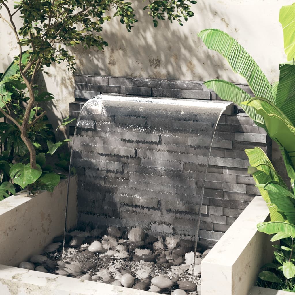 Cascade - Lame D'Eau 110 cm Inox + Led Couleur BLANC Pour Bassin De Jardin