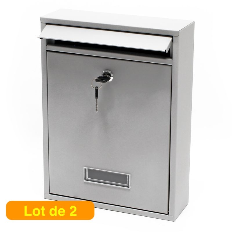 Lot de 2 Boîtes Aux Lettres Classique Argentée