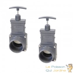 2 Vannes Guillotines PVC 63 mm pour bassin de jardin