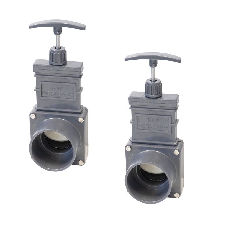 Lot de 2 Vannes Guillotines PVC 63 mm pour bassins de jardin et irrigation