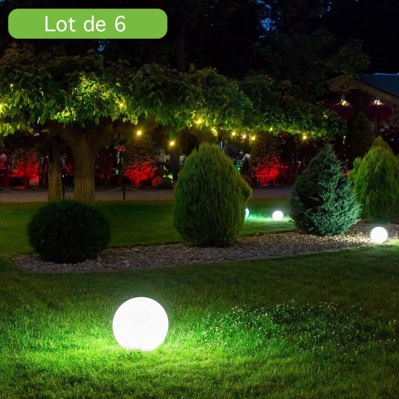 6 Lampes Boules Extérieures 20 cm – Lumière Douce pour Jardin et Terrasse