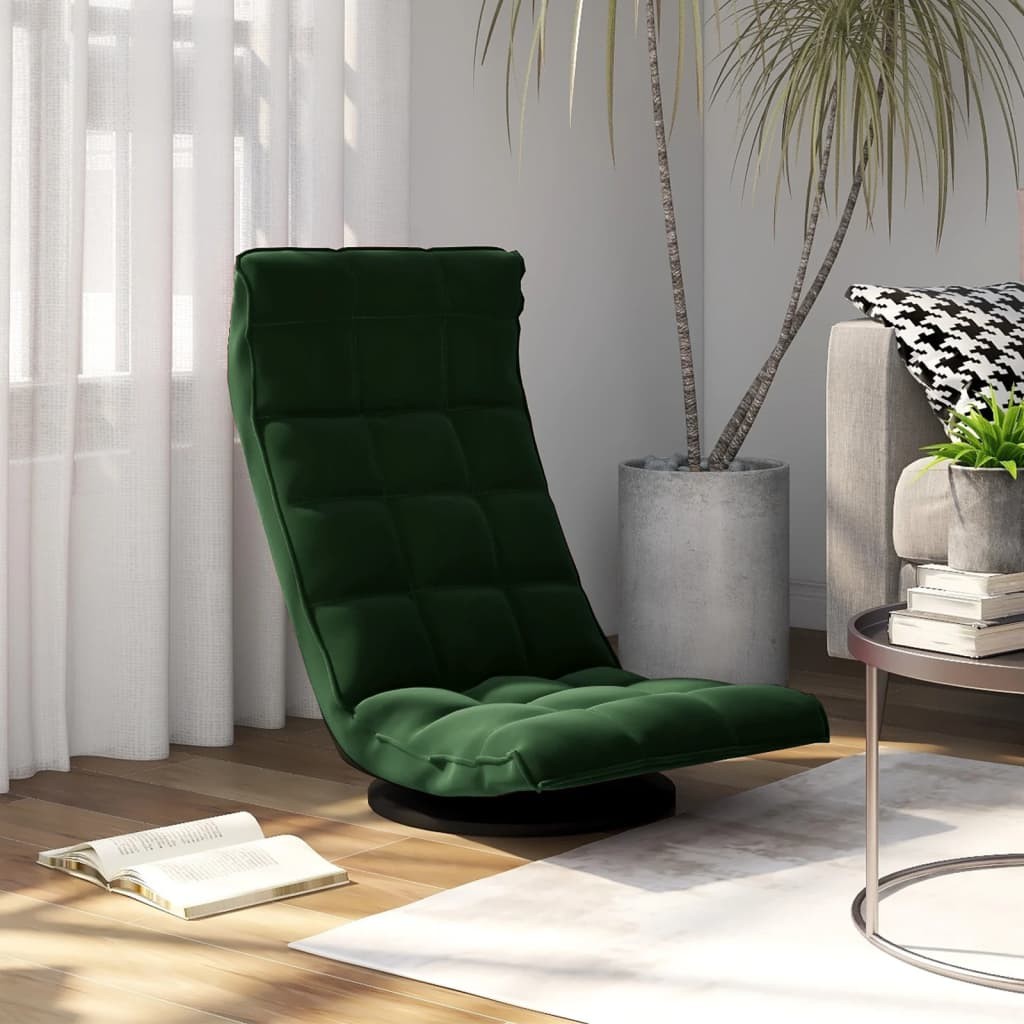 Fauteuil Moderne Vert Foncé en Velours ou chaise longue de salon. Pivotant à 360°