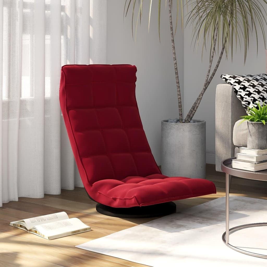 Fauteuil Moderne Rouge en Velours ou chaise longue de salon. Pivotant à 360°