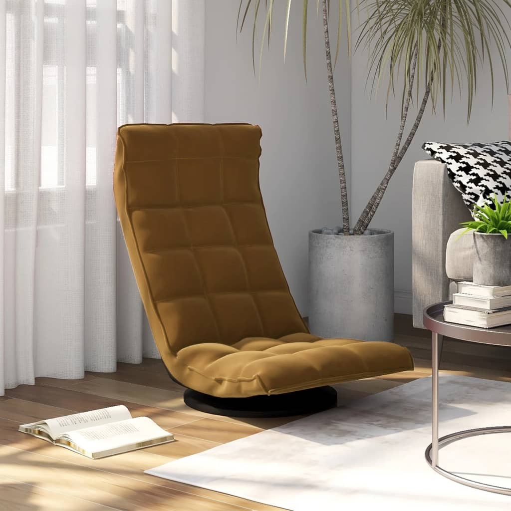 Fauteuil Moderne Marron en Velours ou chaise longue de salon. Pivotant à 360°