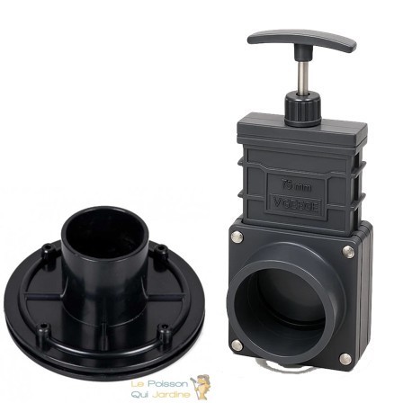 Pack vanne guillotine + connecteur bâche inox 63 mm