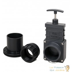 Pack vanne guillotine + connecteurs bâche inox et vissé 90 mm