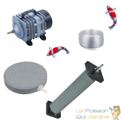 Set aération bassin de jardin 3 Disques 10 cm + 2 diffuseurs 22 cm de 12000 à 15000 l
