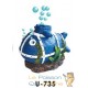 Diffuseur d'air aquarium Dophin U-735 – Accessoire en forme de sous marin bleu avec tuyau et pierre diffuseur