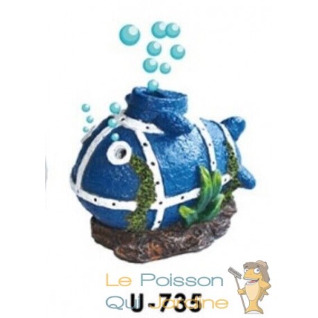 Diffuseur d'air aquarium Dophin U-735 – Accessoire en forme de baleine bleue avec tuyau et pierre diffuseur