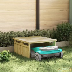Cabane, carport ou garage pour robot tondeuse. En bois brun