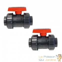 Lot de 2 Vannes à Bille 40 mm pour bassins de jardin, piscine et irrigation