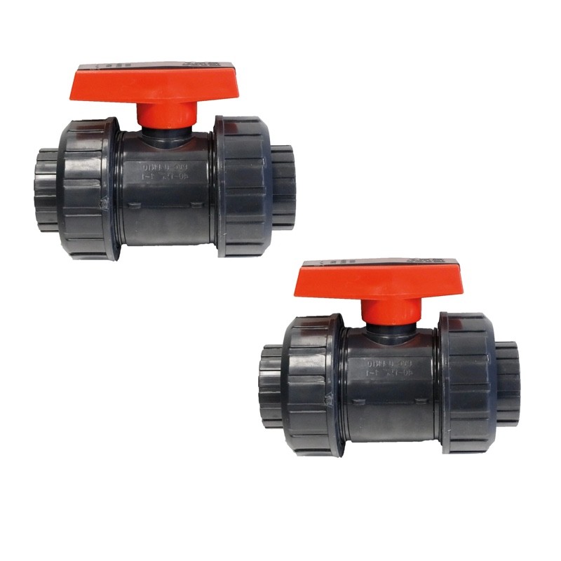 Lot de 2 Vannes à Bille 40 mm pour bassins de jardin, piscine et irrigation