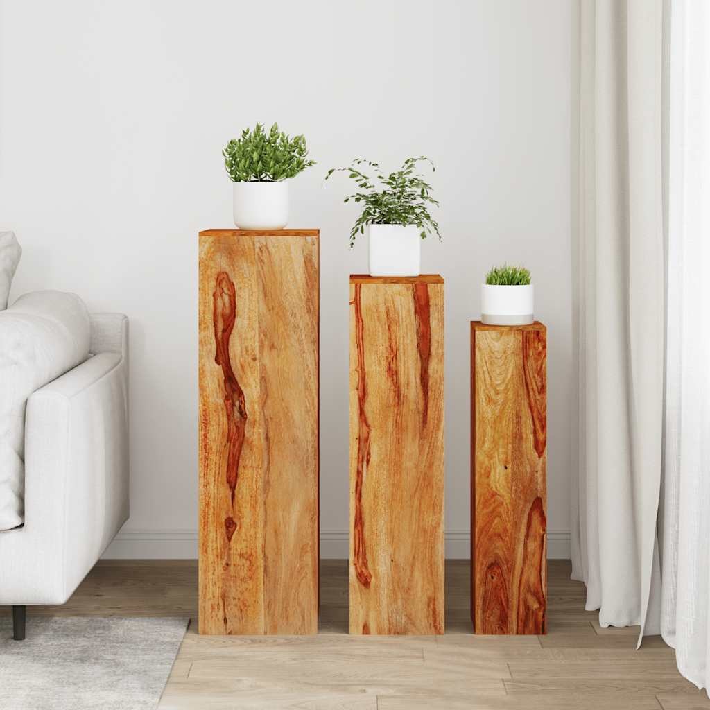 Ensemble de 3 supports de plantes en bois massif – Design unique et fait main