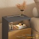 Table de chevet + LED gris/bois 54 x 40 x 28 cm 2 grands tiroirs