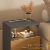 Table de chevet + LED gris/bois 54 x 40 x 28 cm 2 grands tiroirs