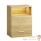 Table de chevet + LED Brun 54 x 40 x 28 cm 2 grands tiroirs