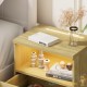 Table de chevet + LED Brun 54 x 40 x 28 cm 2 grands tiroirs