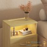 Table de chevet + LED Brun 54 x 40 x 28 cm 2 grands tiroirs