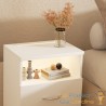Table de chevet + LED Blanc 54 x 40 x 28 cm 2 grands tiroirs