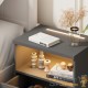 Table de chevet + LED Gris Anthracite 54 x 40 x 28 cm 2 grands tiroirs