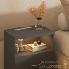 Table de chevet + LED Gris Anthracite 54 x 40 x 28 cm 2 grands tiroirs