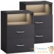 Table de chevet + LED Gris Anthracite 54 x 40 x 28 cm 2 grands tiroirs