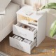 Table de chevet + LED Blanc 54 x 40 x 28 cm 2 grands tiroirs