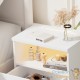 Table de chevet + LED Blanc 54 x 40 x 28 cm 2 grands tiroirs