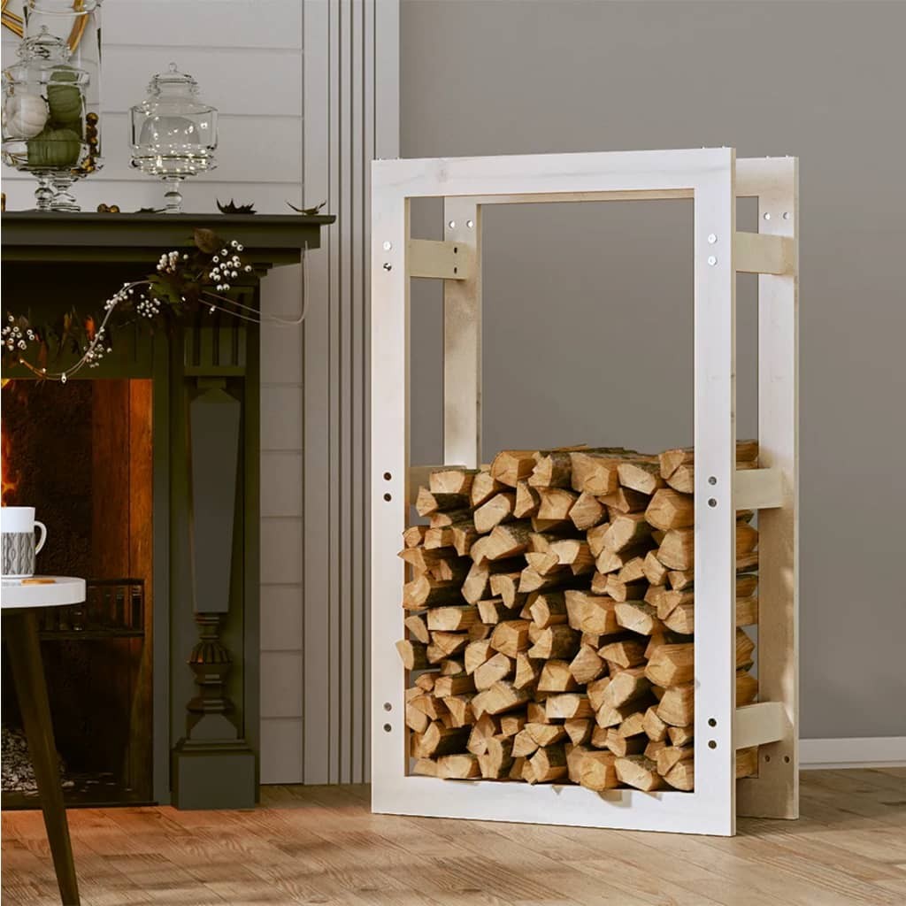 Range Bûches Pour La Maison 60 X 100. Blanc. Idéal rangement bois de chauffage
