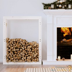 Range Bûches Pour La Maison 80 X 100. Blanc. Idéal rangement bois de chauffage
