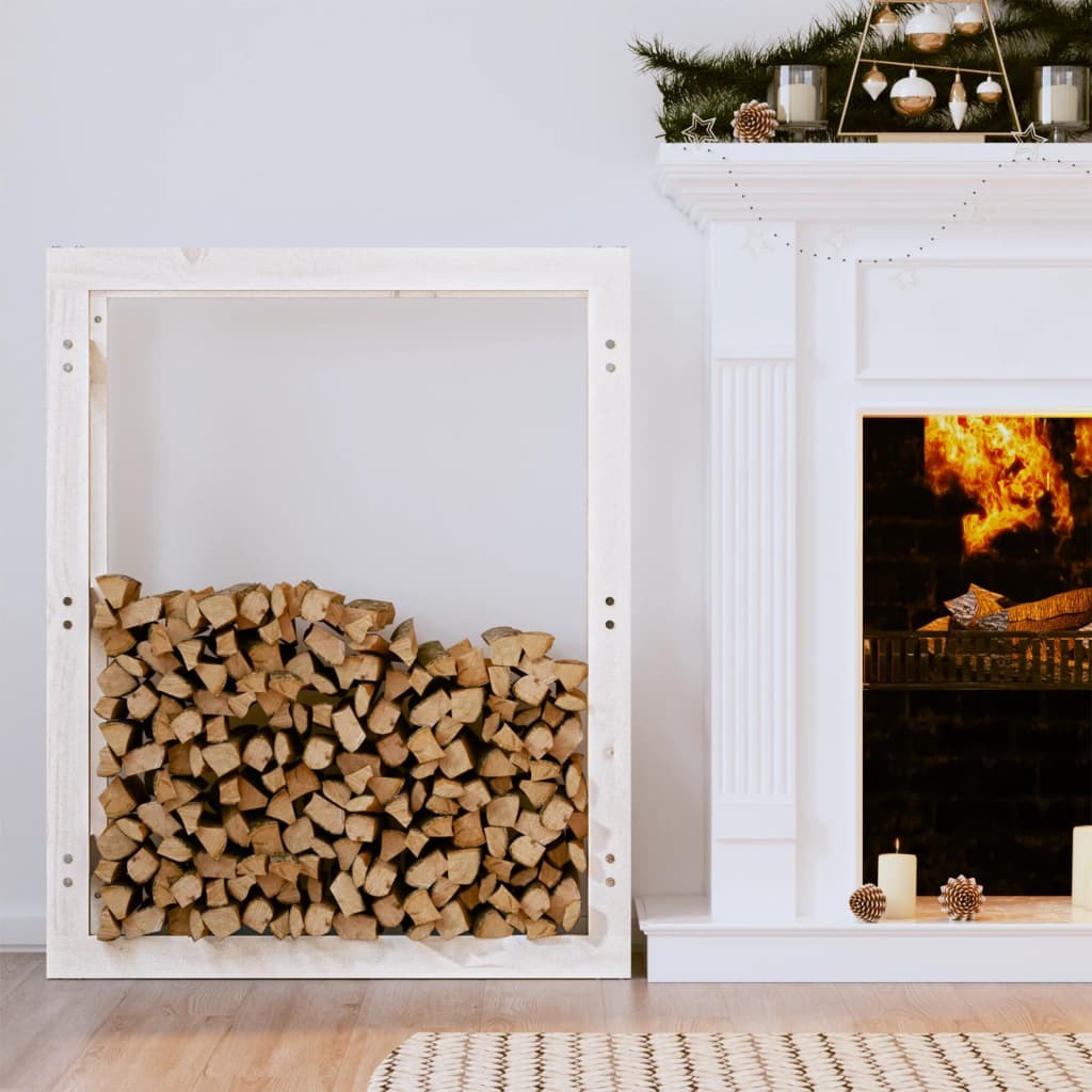 Range Bûches Pour La Maison 80 X 100. Blanc. Idéal rangement bois de chauffage