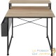 Bureau industriel 80 cm avec étagère et poche latérale – Bois Clair & métal