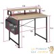 Bureau industriel 120 cm avec étagère et poche latérale – Bois Clair & métal
