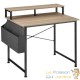 Bureau industriel 120 cm avec étagère et poche latérale – Bois Clair & métal