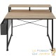 Bureau industriel 120 cm avec étagère et poche latérale – Bois Clair & métal