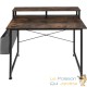 Bureau industriel 120 cm avec étagère et poche latérale – Bois Foncé & métal
