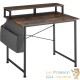 Bureau industriel 120 cm avec étagère et poche latérale – Bois Foncé & métal