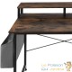 Bureau industriel 120 cm avec étagère et poche latérale – Bois Foncé & métal
