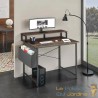 Bureau industriel 120 cm avec étagère et poche latérale – Bois Foncé & métal