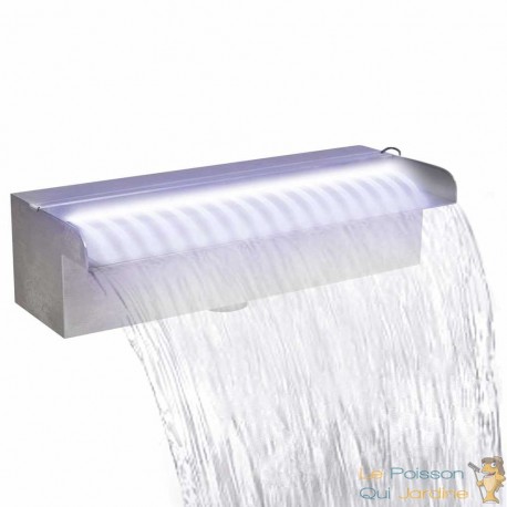 Cascade - Lame D'Eau 30 cm Inox + Led Couleur Pour Bassin De Jardin