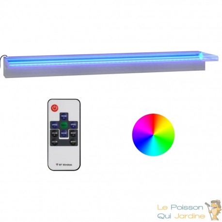 Cascade - Lame D'Eau 90 cm Inox + Led Couleur Pour Bassin De Jardin