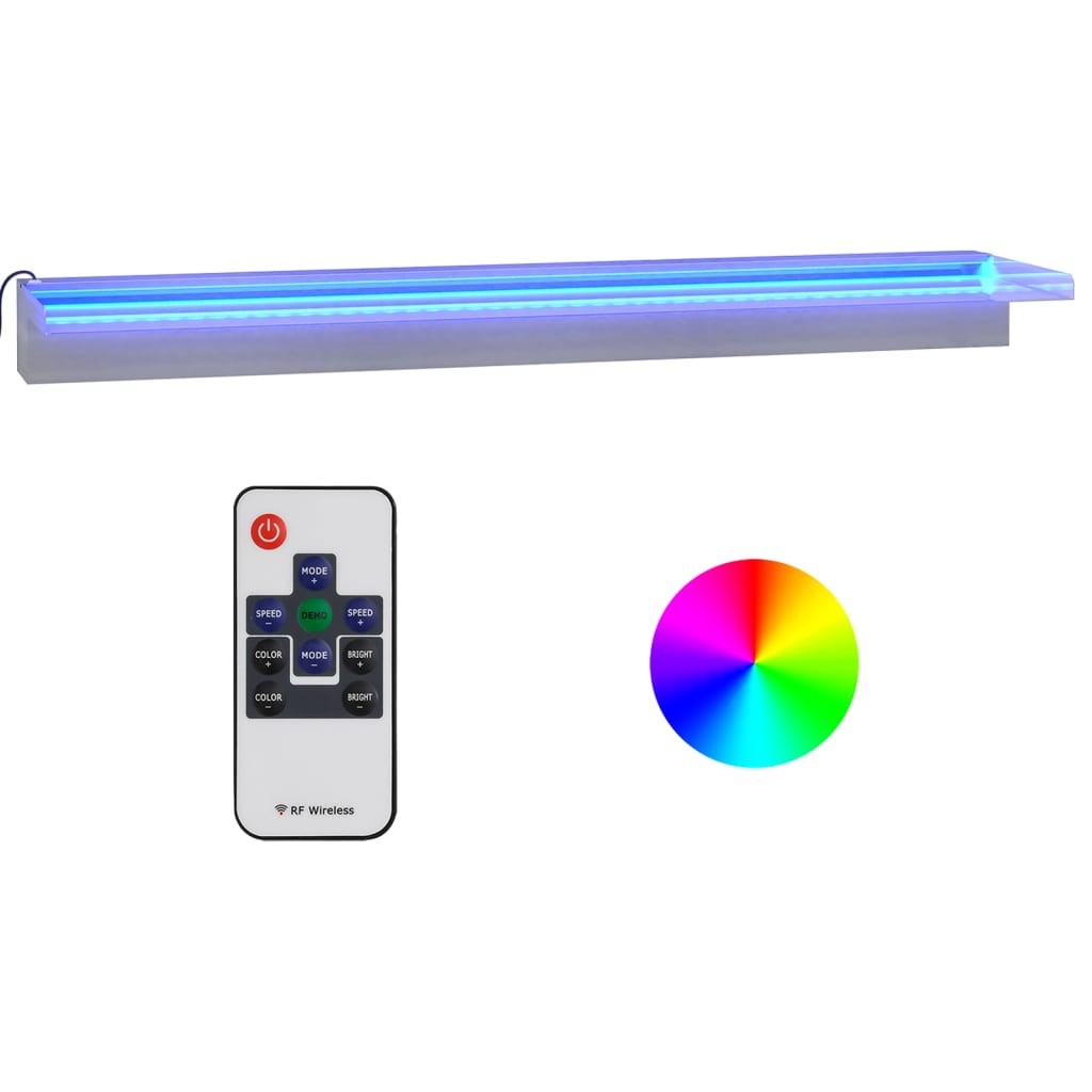 Cascade - Lame D'Eau 90 cm Inox + LED Multicolor Pour Bassin De Jardin